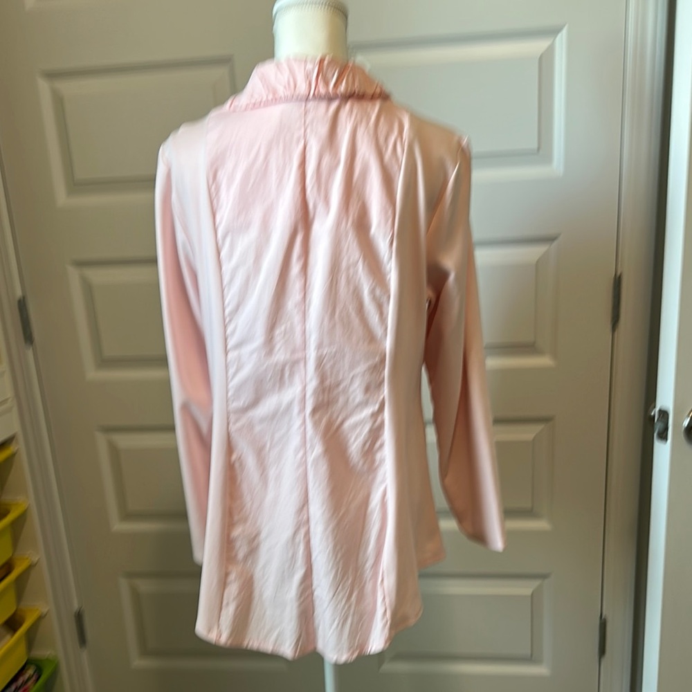 Pink Ruched Ruffled Long Sleeve Blouse - Picture 4 of 7